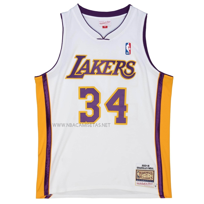 Camiseta Los Angeles Lakers Shaquille O'Neal NO 34 Mitchell & Ness 2003-04 Blanco